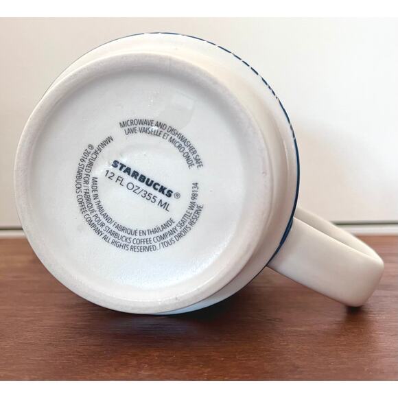 Starbucks 2016 Mug Cup Matte Blue White Floral Flowers Stackable Replacement - Picture 5 of 7